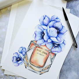 Флакон духов с анемонами