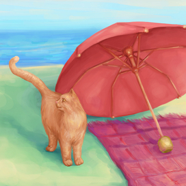 Cat and umbrella