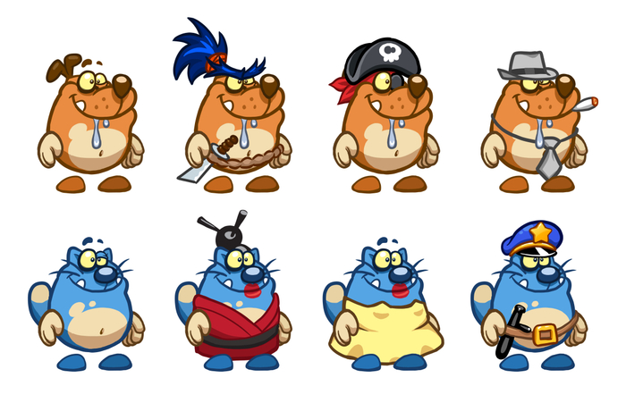 персонажи для игры "Cat vs Dog"