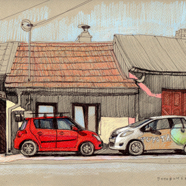 Утро. Красная машинка.