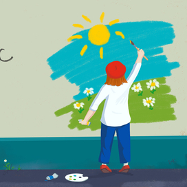 открытка "Художник в городе"