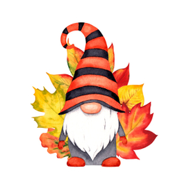 Гном с осенними листьями