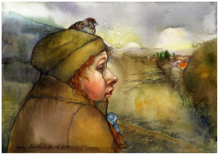 Девочка с воробьем