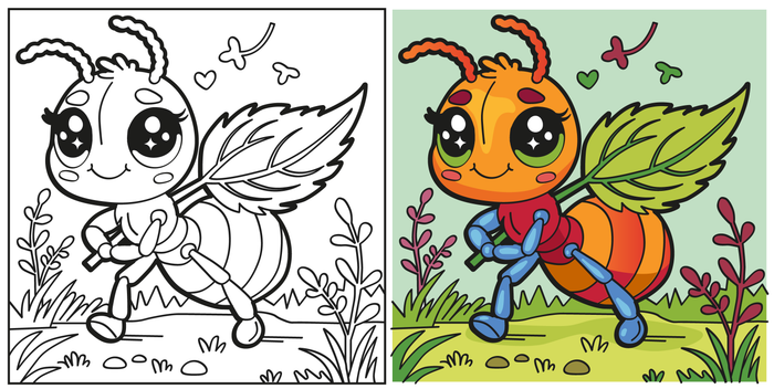 муравей. раскраска 3+