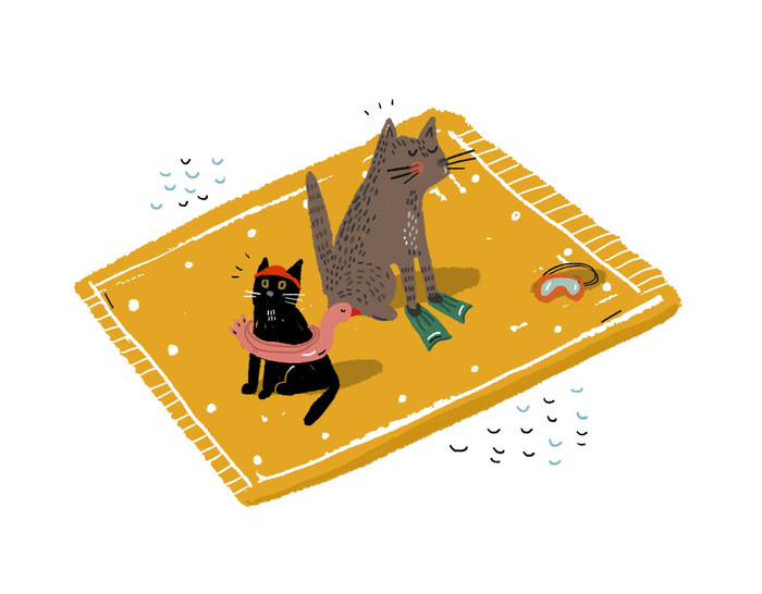 Пушок с Гозей плавают