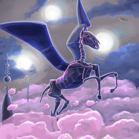 Карта для настольной игры. Волшебное существо Пегас.