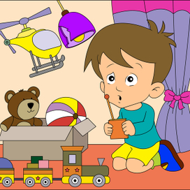 Раскраска мальчик с вертолетом