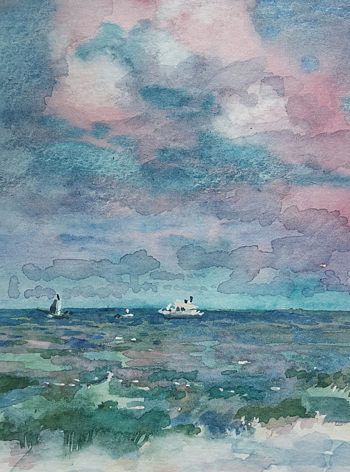 Пейзаж с корабликом.