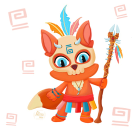 Лис шаман, персонаж для упаковки, бренда