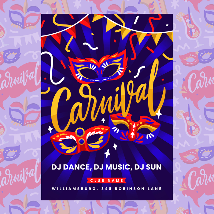Poster template for carnival. Illustration for Freepik