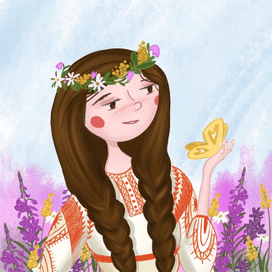 Девушка в цветочном поле