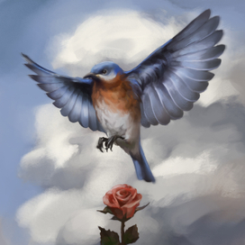 Bird with rose