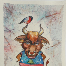 Открытка "бычок"