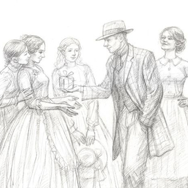 Иллюстрация к повести Луизы Мэй Олкотт "Маленькие женщины замужем"