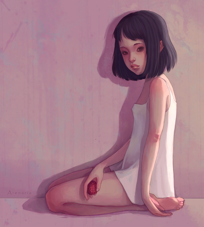 The girl with a litchi