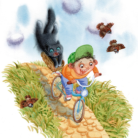 кот на велосипеде