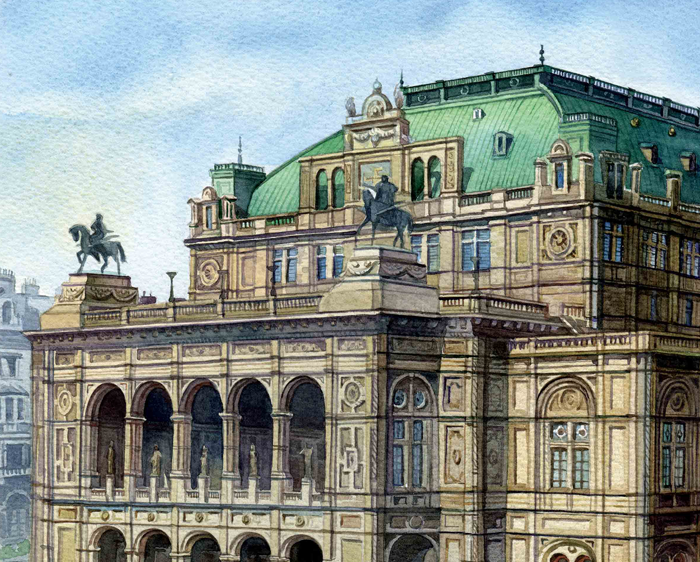 Фрагмент городского пейзажа - Вена. Staatsoper