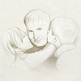 Дедушка. Иллюстрация для открытки.