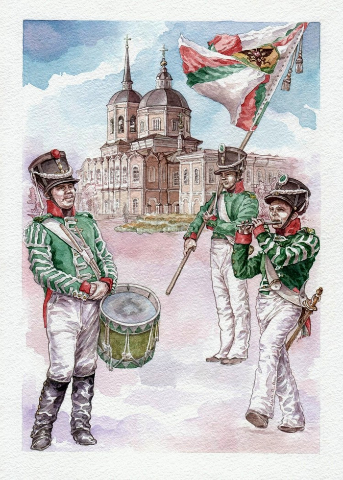 На фоне Богоявленского собора ( серия открыток об Отечественной войне 1812 года )
