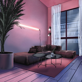 неоновый интерьер