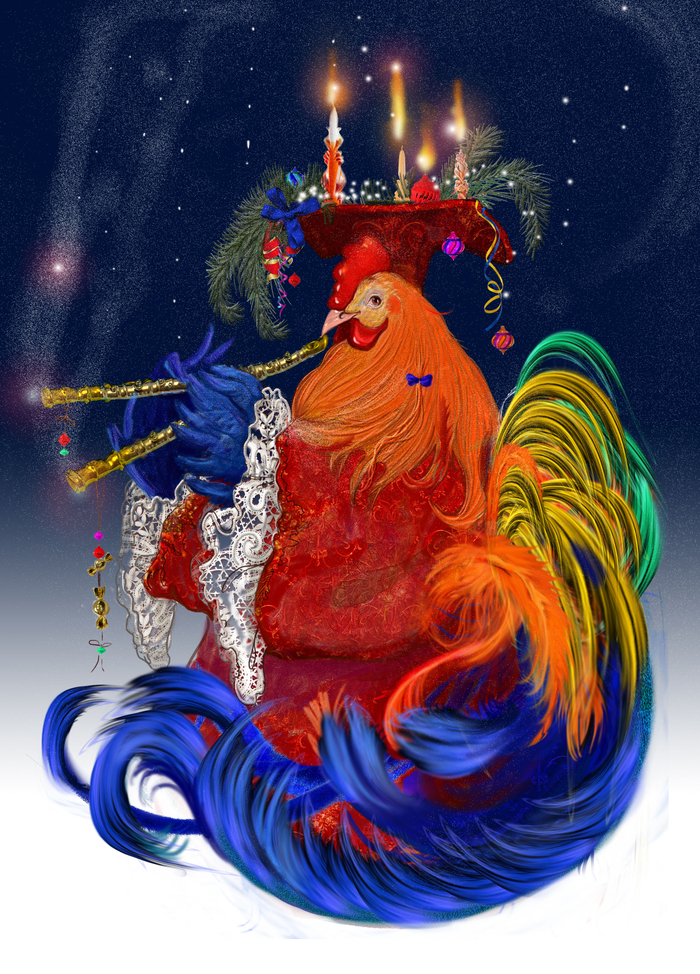 новогодний петушок -флейтист