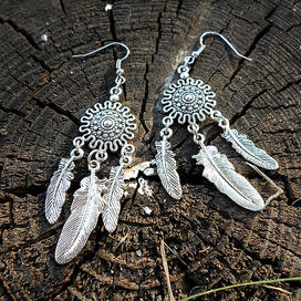 Серьги под ловец снов "Одинокий шаман" 