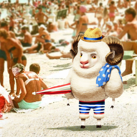 Баран на пляже