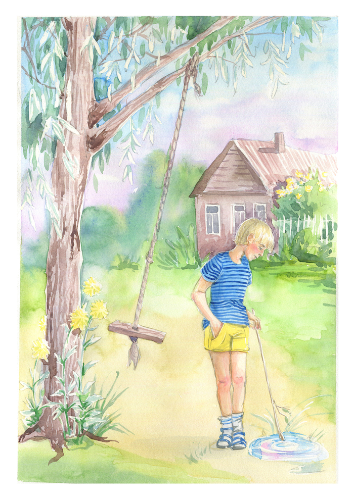 Качели. Иллюстрация к сказкам Юлии Чернухиной "Волшебные витражи"