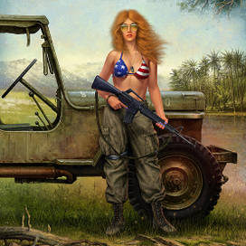Работа из серии милитари-пинап. "Вьетнам"