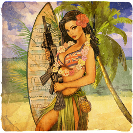  Винтаж в стиле милитари Гаваи 