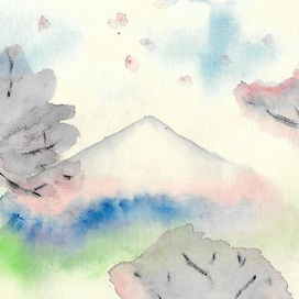 Горы, рисование пятнами