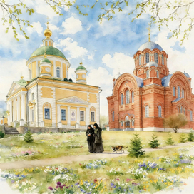 Иллюстрация для Покровского монастыря в Хотьково. Апрель