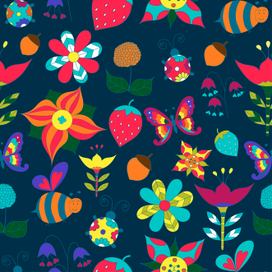 Цветочный летний паттерн. Повторяющаяся текстура.