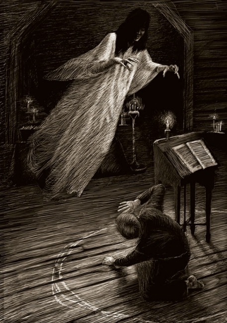 2 ночь Хомы Брута, иллюстрация к повести Гоголя "Вий"