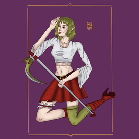 Зеленоволосая эльфайка 