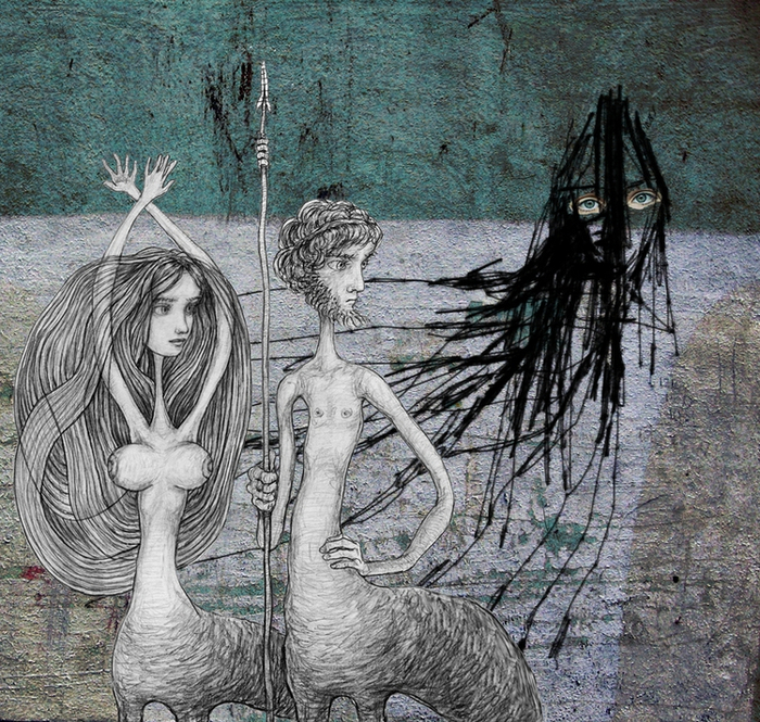 Пара Кентавров и нимфа Калипсо