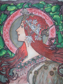 Женский портрет\по мотивам А.Мухи\.