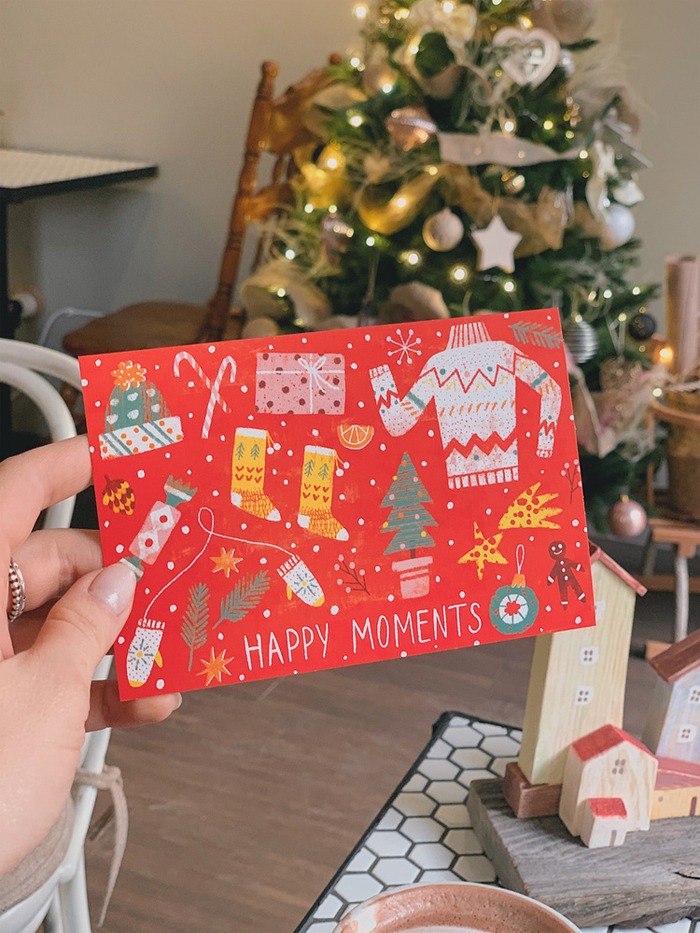 Открытка "Happy moments" для кофейни "The moments"