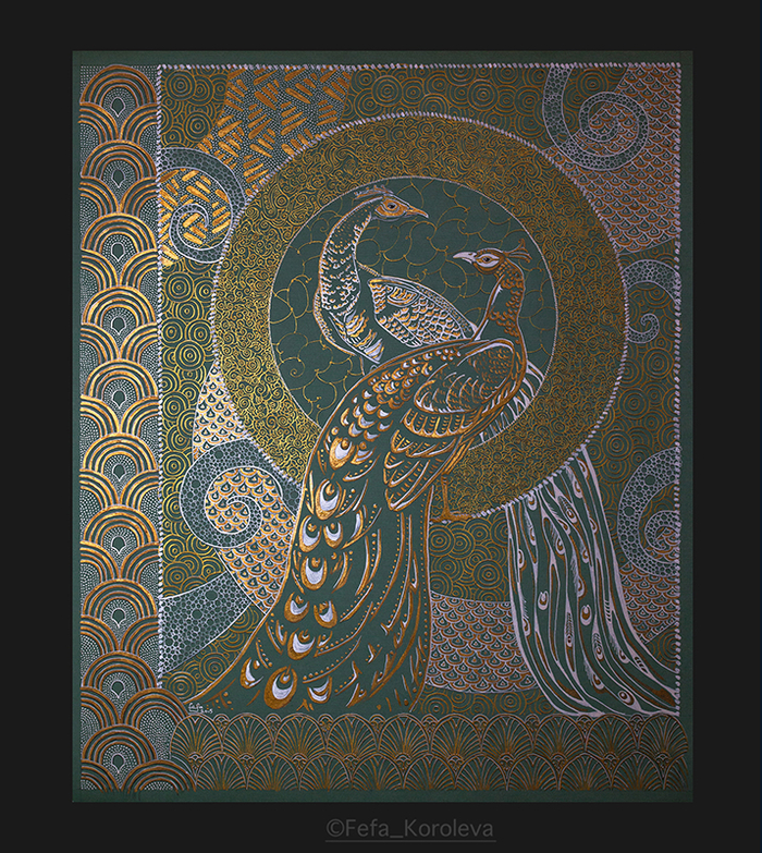 Диптих "Павлины" (левый павлин)