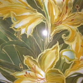 Лилии 1001, живопись на шелке