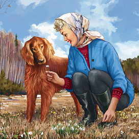 Апрель. Девушки и собачки.