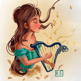 дева играющая на арфе