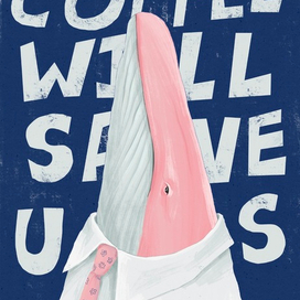 Открытка с китом для кофейни Brewsell