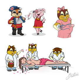 Иллюстрации персонажа в различных ситуациях 1