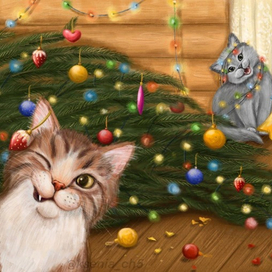 Котики и елка