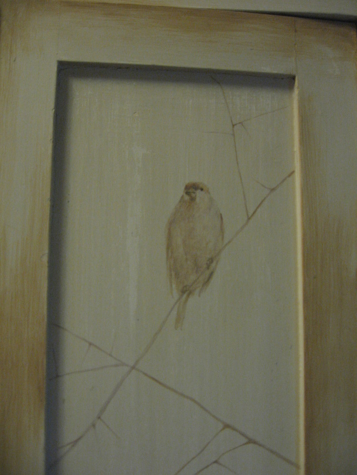 шкафчик с воробьями