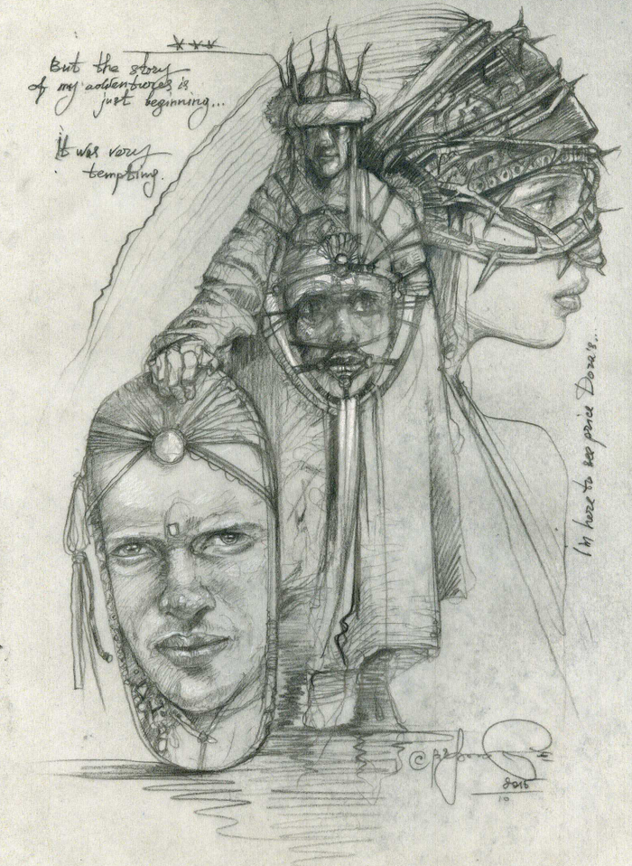 Author's illustration for the script, "My name is Dora." 2015.