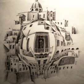 Глаз Эшера, ручка, А3