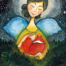 ночной Ангел обнимает лисицу