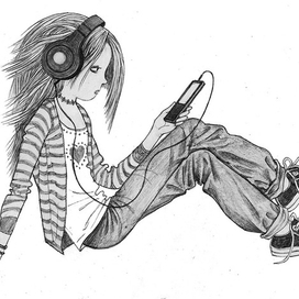 Девочка в наушниках